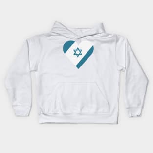 Israel flag icon in heart shape in flat design Kids Hoodie